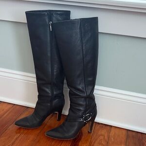 Vince Camuto Tall Black Heeled Leather Boots size 8